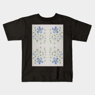 Chinese Watercolor Painted Blue Flowers Kids T-Shirt